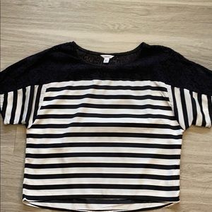 Calvin Klein Black and White Striped Top